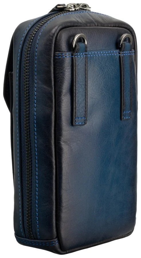 Сумка из натуральной гладкой кожи через плечо с отделением для смартфона Visconti AT45 Alex синего цвета 107973 modnotak фото №6