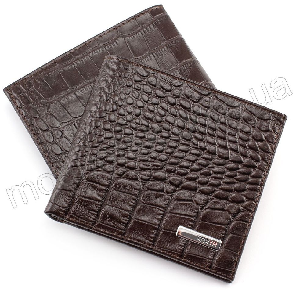 Кожаный коричневый кошелек без фиксации KARYA (0458-57)