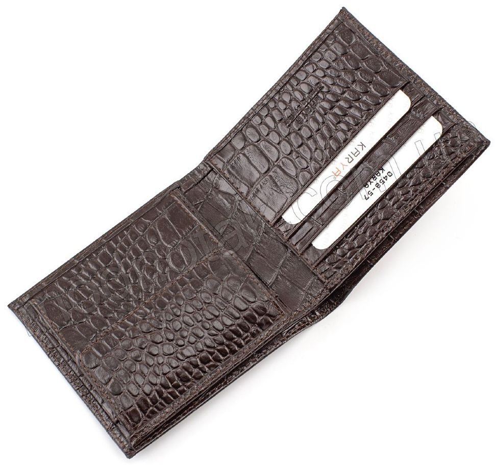 Шкіряний коричневий гаманець без фіксації KARYA (0458-57)