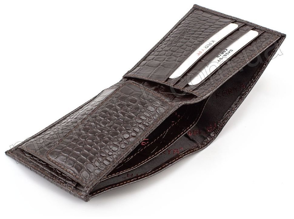 Кожаный коричневый кошелек без фиксации KARYA (0458-57)