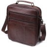 Вместительная мужская сумка из качественной кожи через плечо с ручкой для переноски в руке Vintage 98173 коричневого цвета modnotak фото - 2