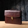 Деловой мужской портфель из гладкой кожи с металлической защелкой и ручкой для носки Tony Perotti коричневого цвета 108373 modnotak фото - 9