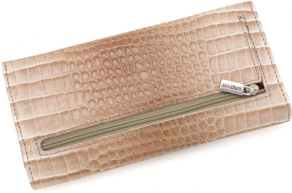 Бежевий гаманець з натуральної шкіри турецького виробництва KARYA (1064-508) УЦІНКА