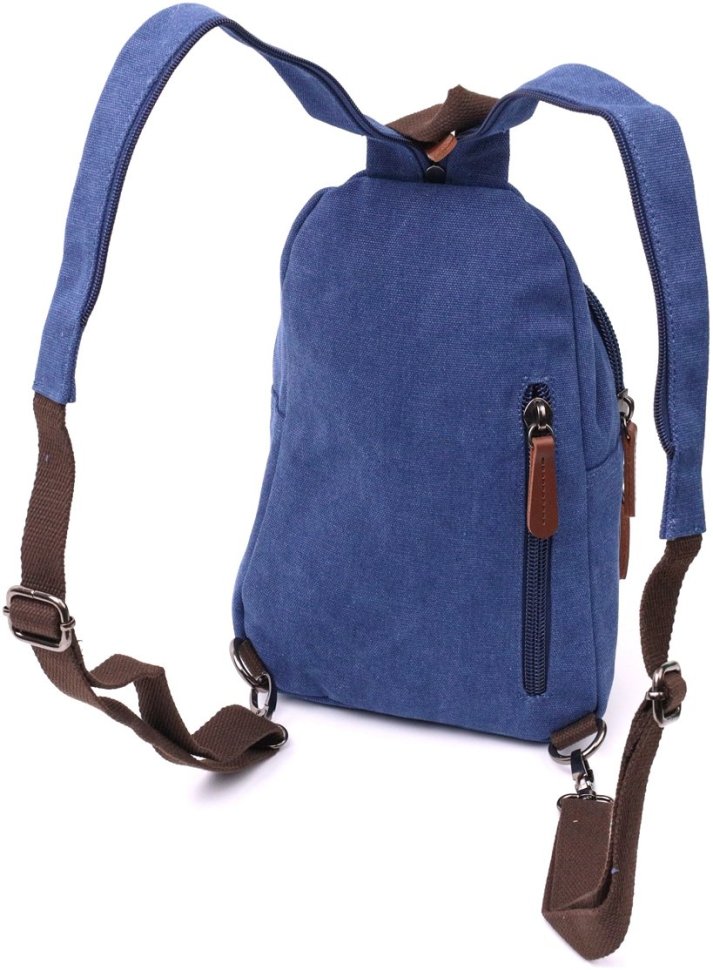Синий мужской слинг-рюкзак среднего размера из текстиля Vintagе 2422176