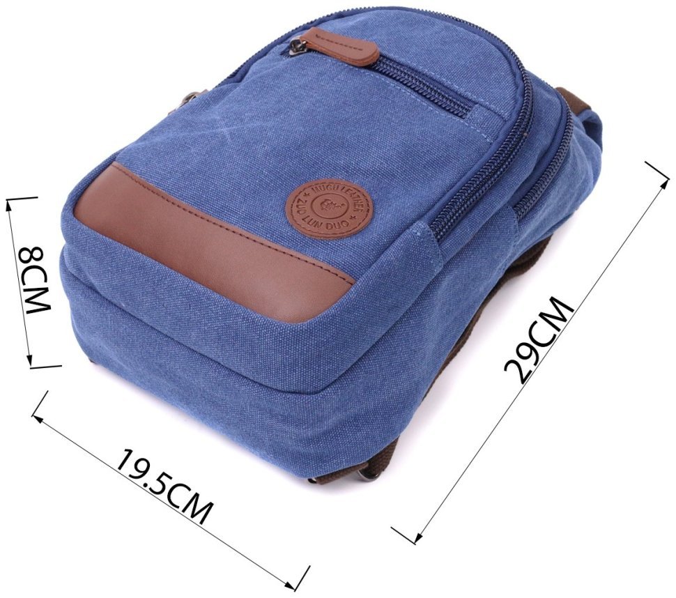 Синій чоловічий слінг-рюкзак середнього розміру з текстилю Vintagе 2422176 фото №10 Синій чоловічий слінг-рюкзак середнього розміру з текстилю Vintagе 2422176 modnotak фото №10