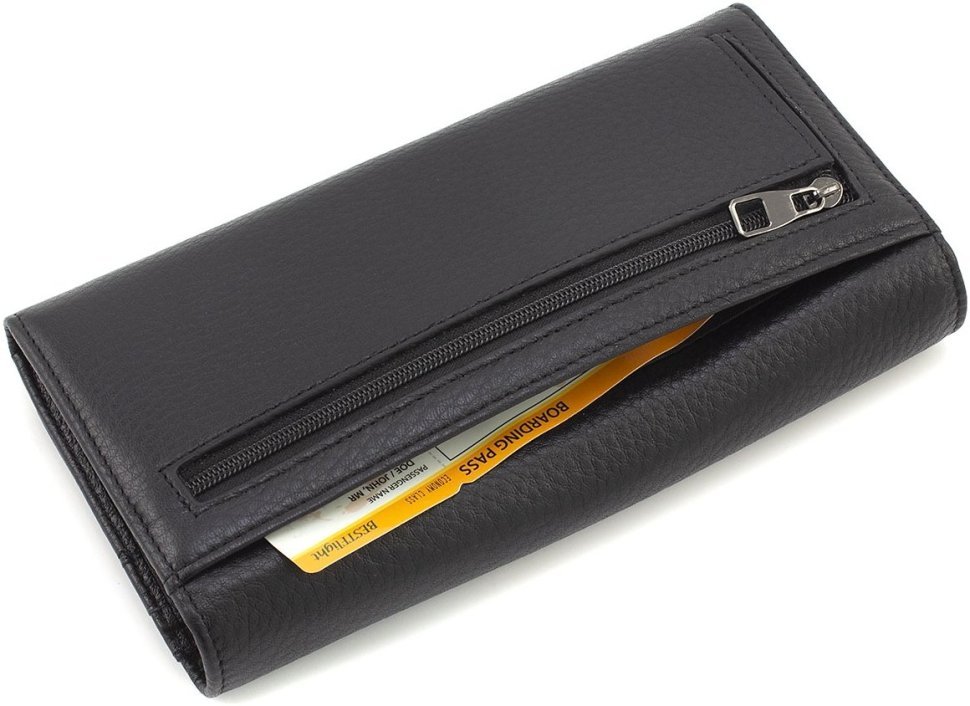 Чорний жіночий гаманець великого розміру з натуральної шкіри Marco Coverna 68673