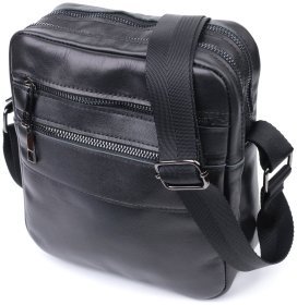 Кожаная мужская сумка мессенджер Shvigel 2422846 Черная