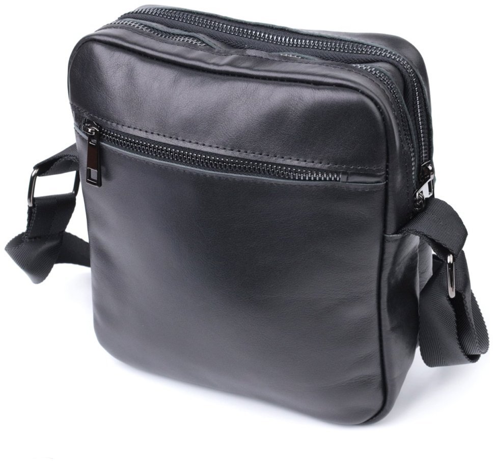 Кожаная мужская сумка мессенджер Shvigel 2422846 Черная modnotak фото №2