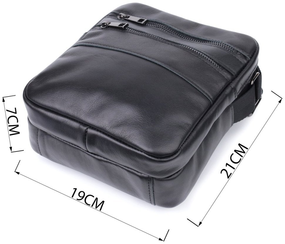 Кожаная мужская сумка мессенджер Shvigel 2422846 Черная modnotak фото №3