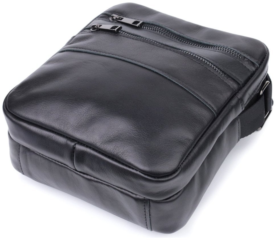 Кожаная мужская сумка мессенджер Shvigel 2422846 Черная modnotak фото №5