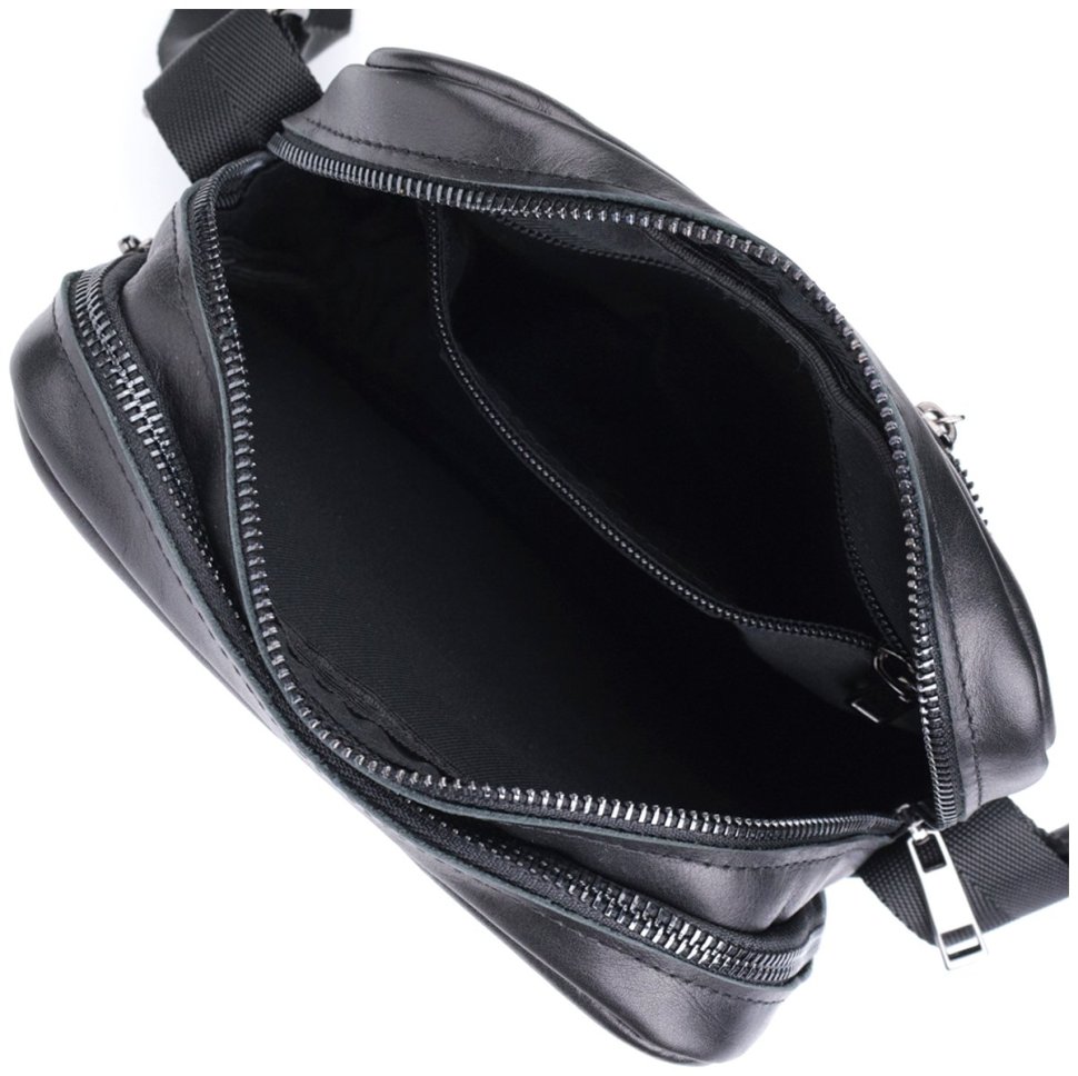 Кожаная мужская сумка мессенджер Shvigel 2422846 Черная modnotak фото №7