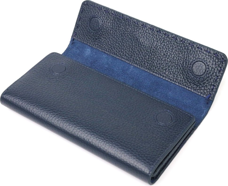 Жіночий гаманець із натуральної шкіри флотар синього кольору на магнітах CANPELLINI (2421665)