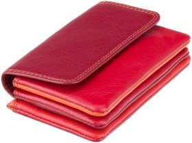 Многофункциональная кожаная ключница красного цвета на кнопке Visconti Tahiti 68773