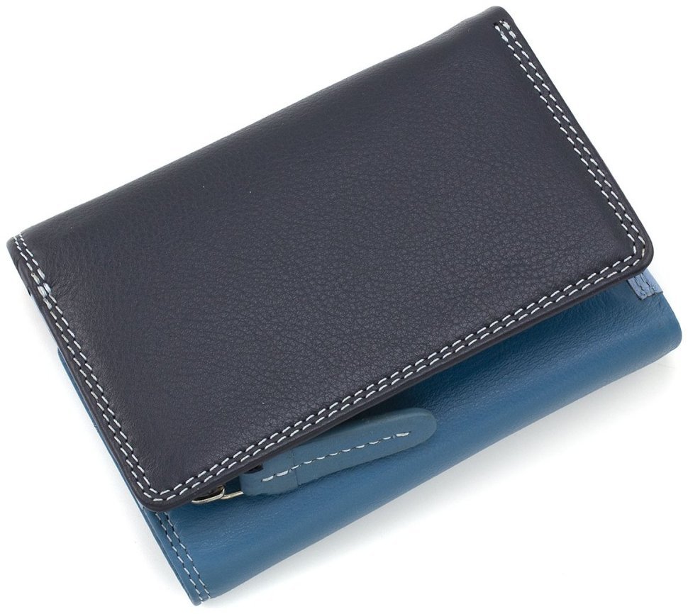 Синій жіночий гаманець із високоякісної натуральної шкіри з RFID - Visconti Biola 68873