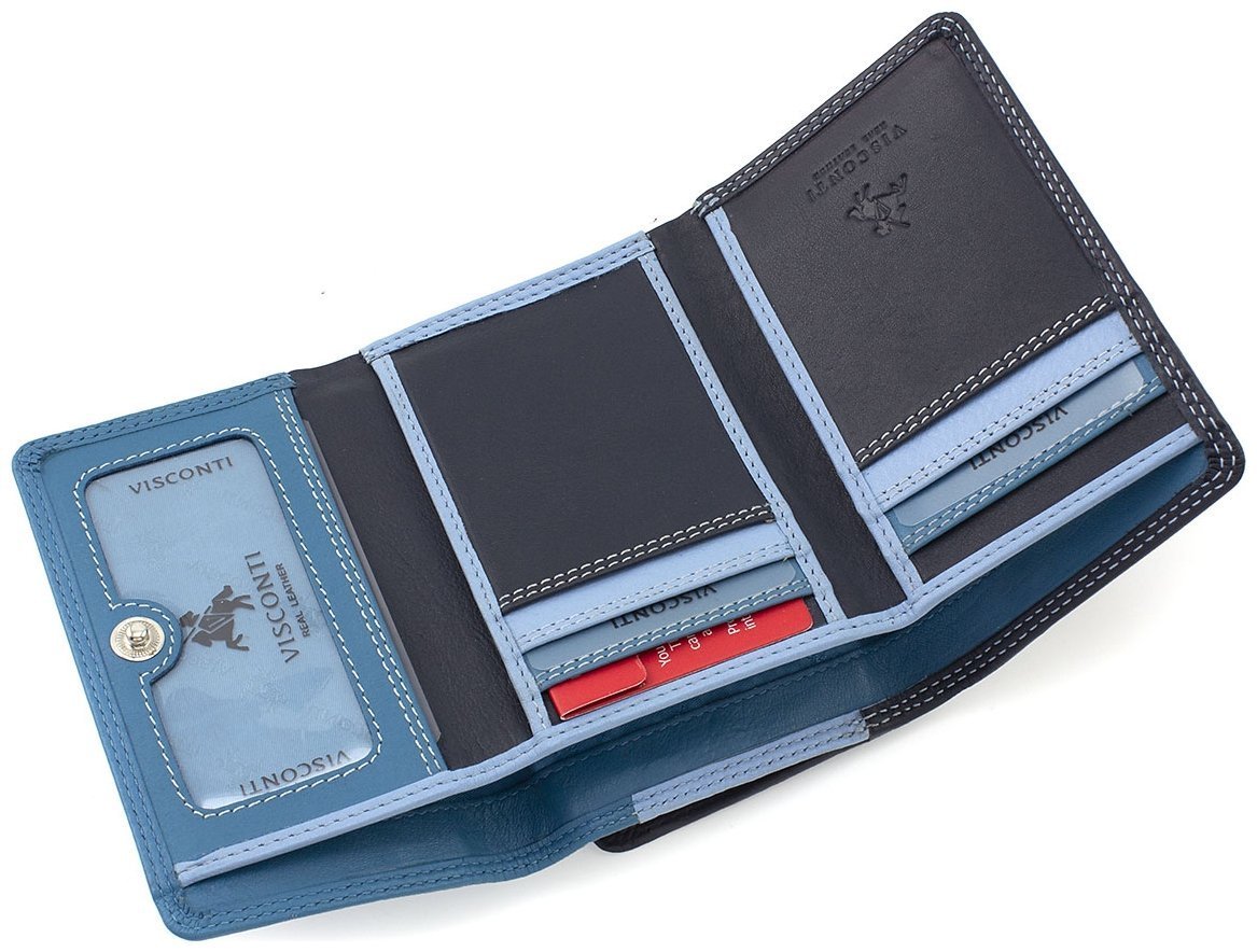 Синий женский кошелек из высококачественной натуральной кожи с RFID - Visconti Biola 68873