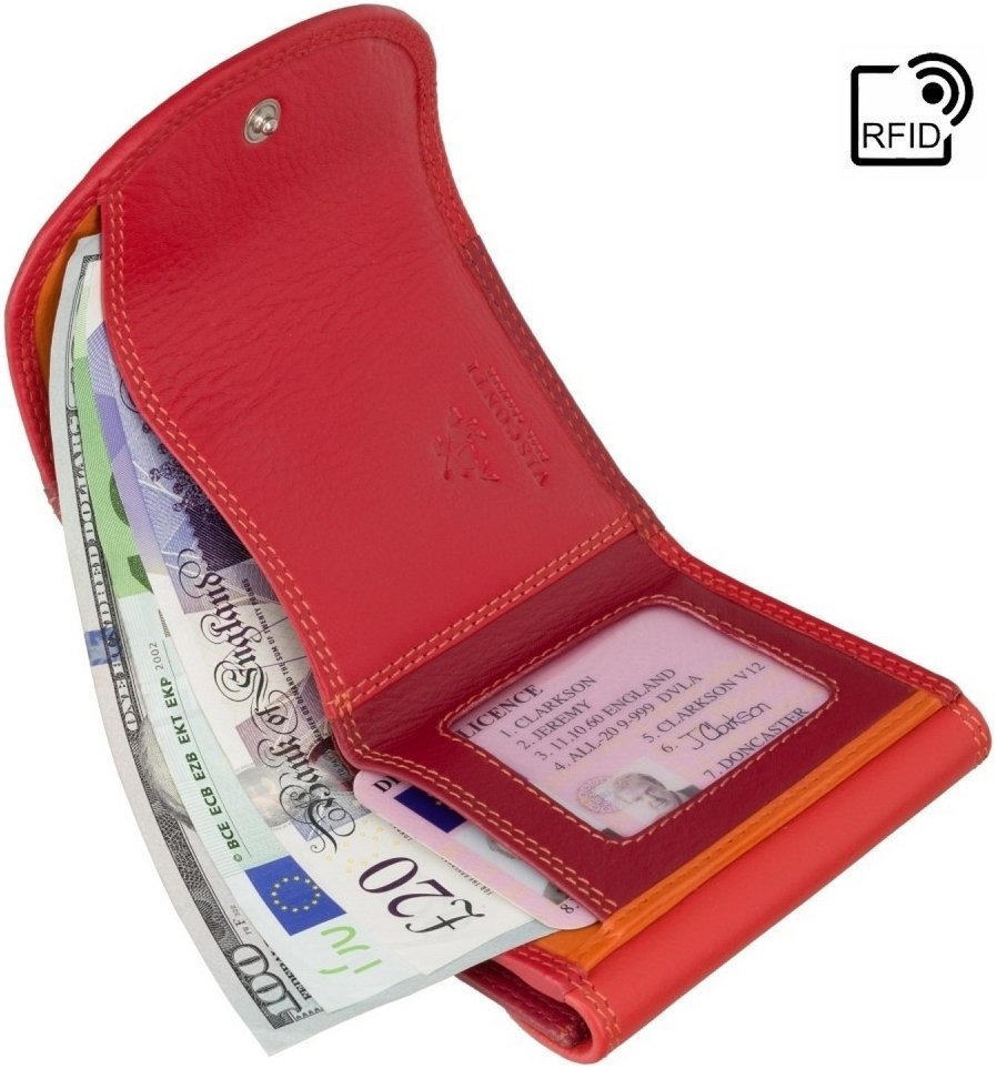 Жіночий гаманець мініатюрного розміру з натуральної шкіри червоного кольору Visconti Zanzibar 69173