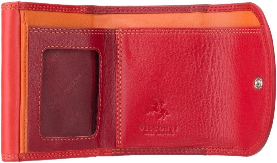 Жіночий гаманець мініатюрного розміру з натуральної шкіри червоного кольору Visconti Zanzibar 69173