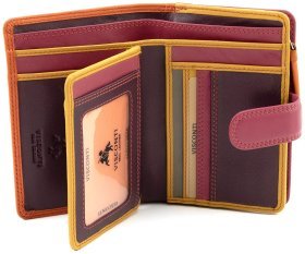 Оранжевый женский кошелек из натуральной кожи с хлястиком на кнопке Visconti Fiji 69273