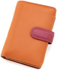 Оранжевый женский кошелек из натуральной кожи с хлястиком на кнопке Visconti Fiji 69273