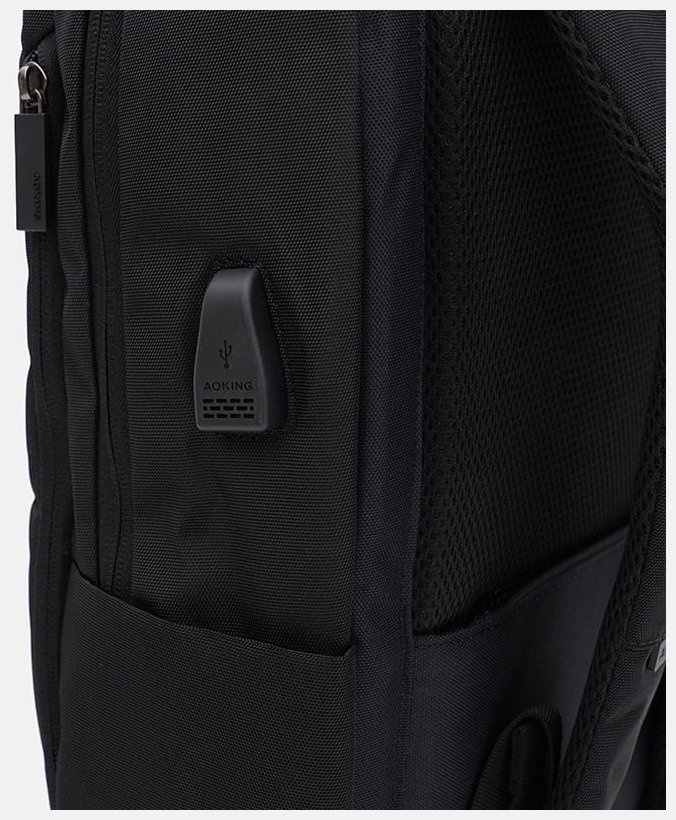 Практичный мужской рюкзак из качественного текстиля черного цвета Aoking 89373 фото №5 Практичный мужской рюкзак из качественного текстиля черного цвета Aoking 89373 modnotak фото №5