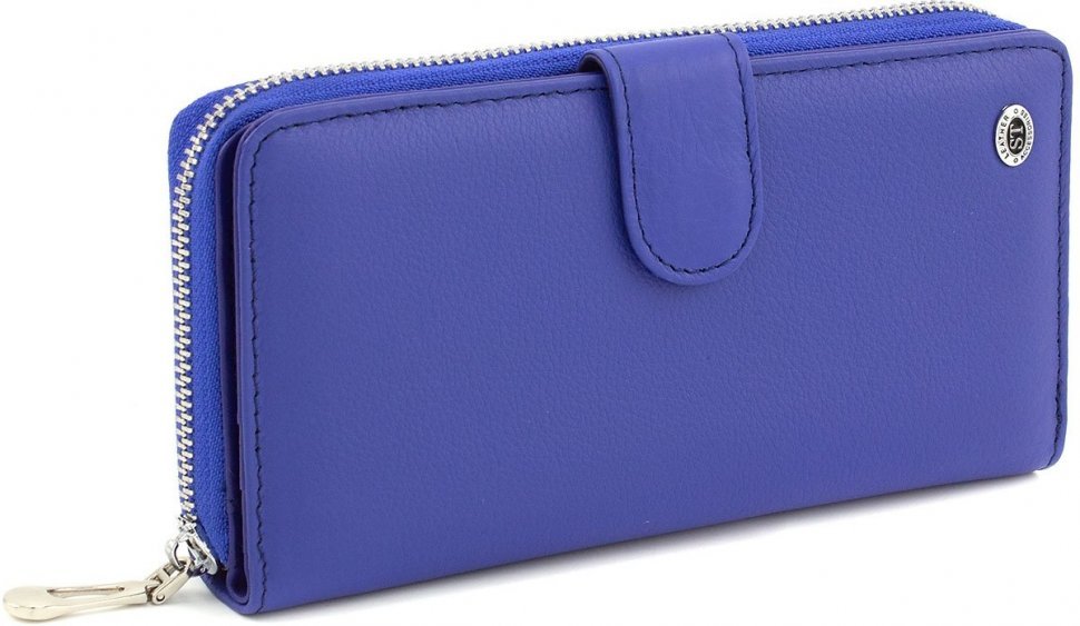 Яскравий синій жіночий гаманець з натуральної шкіри ST Leather (15343)