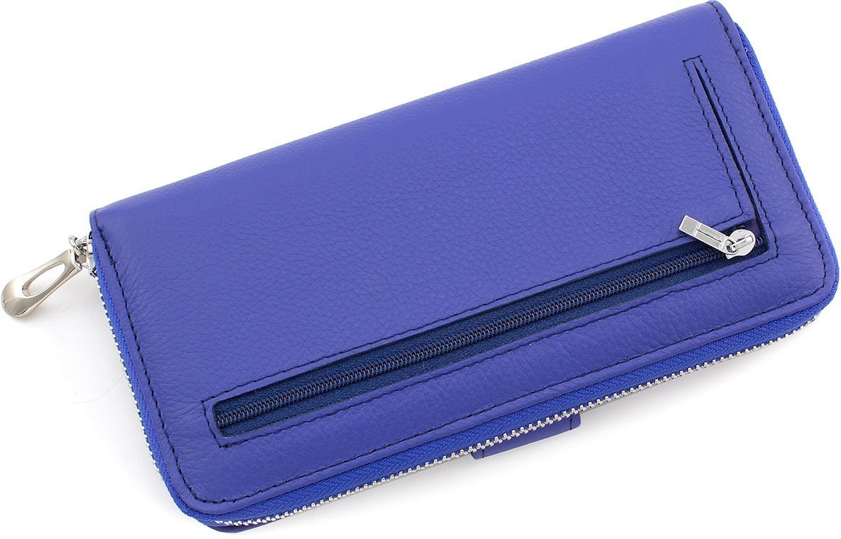 Яскравий синій жіночий гаманець з натуральної шкіри ST Leather (15343)