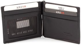 Кожаный мужской зажим для купюр из гладкой кожи с монетницей KARYA (15529)