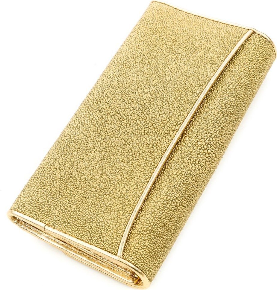 Крупный кошелек золотого цвета из кожи морского ската STINGRAY LEATHER (024-18640)