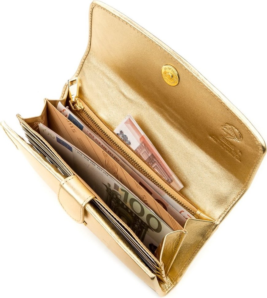 Крупный кошелек золотого цвета из кожи морского ската STINGRAY LEATHER (024-18640)