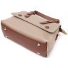 Женская плечевая сумка из натуральной кожи бежевого цвета с клапаном на магнитах Vintage 2422337 - 3