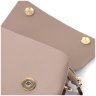 Жіноча плечова сумка з натуральної шкіри бежевого кольору з клапаном на магнітах Vintage 2422337 - 4