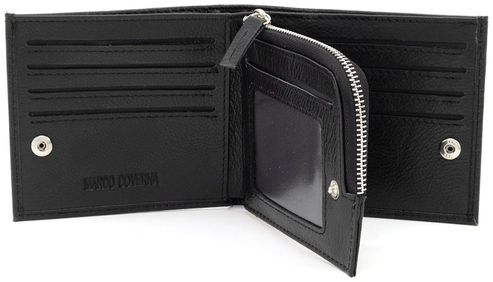Стильный кожаный мужской кошелек для денег, карт и монет Marco Coverna 90874 (черный цвет) фото №2 Стильный кожаный мужской кошелек для денег, карт и монет Marco Coverna 90874 (черный цвет) modnotak фото №2