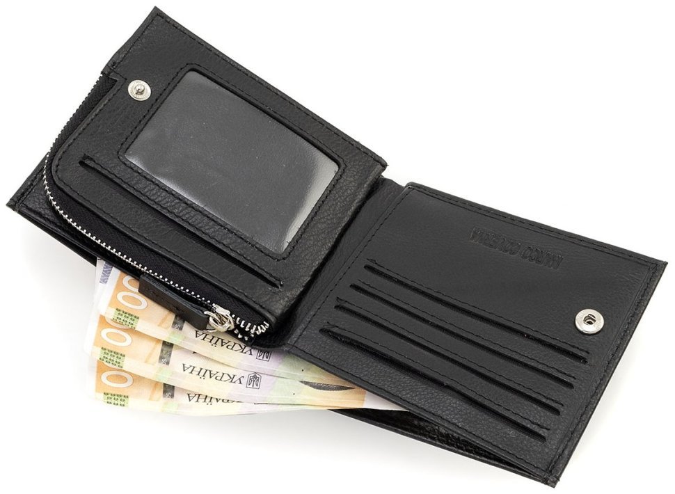 Стильный кожаный мужской кошелек для денег, карт и монет Marco Coverna 90874 (черный цвет) фото №5 Стильный кожаный мужской кошелек для денег, карт и монет Marco Coverna 90874 (черный цвет) modnotak фото №5