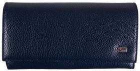 Великий жіночий гаманець із фактурної шкіри синього кольору із клапаном Desisan 81474