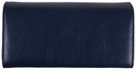 Великий жіночий гаманець із фактурної шкіри синього кольору із клапаном Desisan 81474