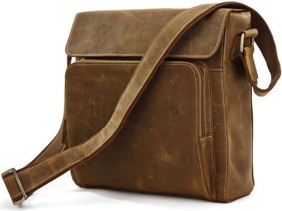 Красивая сумка-мессенджер винтажного стиля из натуральной коричневой кожи VINTAGE STYLE (14077)