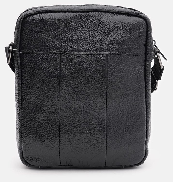 Небольшая мужская сумка-планшет из натуральной черной кожи на молнии Keizer 71674