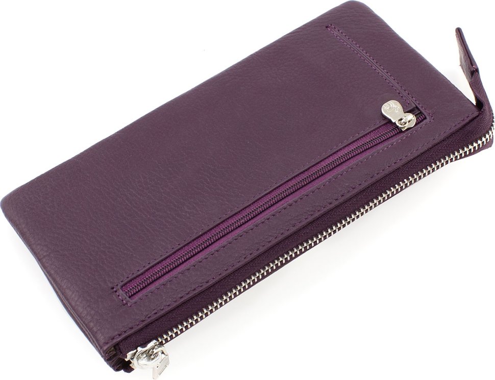 Красивий жіночий гаманець-клатч із натуральної шкіри фіолетового кольору Marco Coverna (17082)