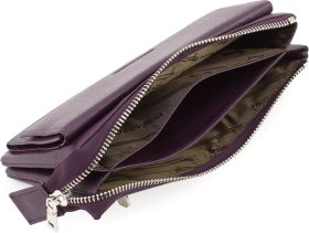 Красивий жіночий гаманець-клатч із натуральної шкіри фіолетового кольору Marco Coverna (17082) - 2