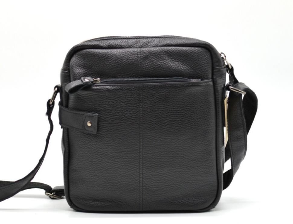 Мужская сумка-планшет из кожи флотар черного цвета TARWA (19797)