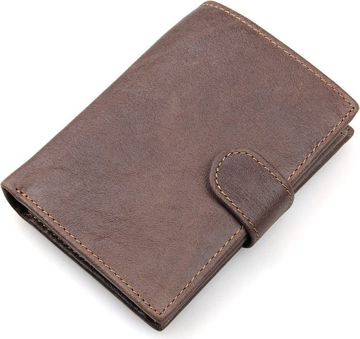 Мужское портмоне из натуральной коричневой кожи с блоком под карты и документы Vintage (14404)