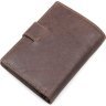 Чоловіче портмоне з натуральної коричневої шкіри з блоком під карти і документи Vintage (14404) - 2