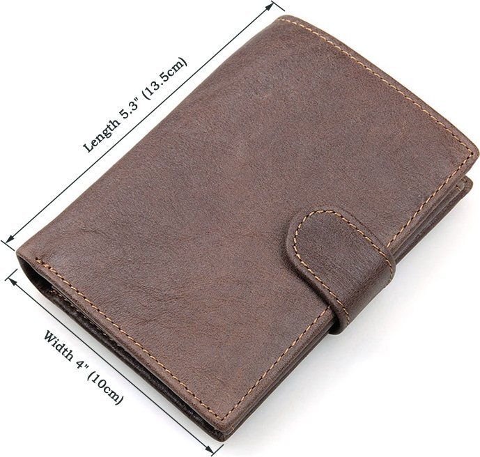 Чоловіче портмоне з натуральної коричневої шкіри з блоком під карти і документи Vintage (14404)