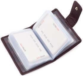 Компактная кожаная визитница цвета марсала KARYA (0014-243)