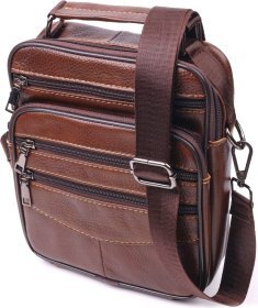 Стильна чоловіча сумка-барсетка із натуральної шкіри світло-коричневого кольору Vintage (2421275)