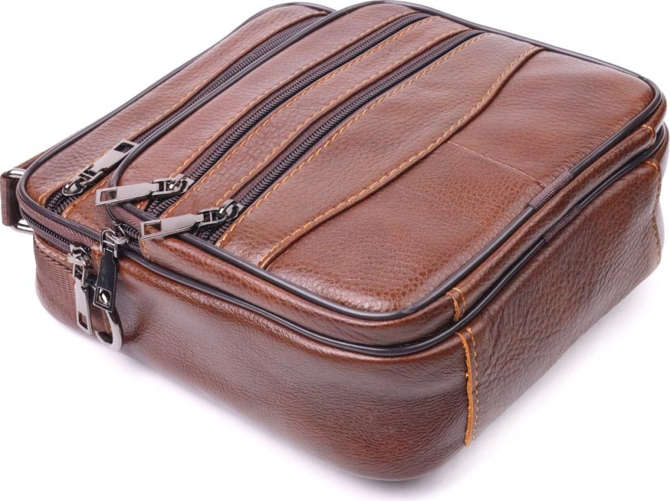 Стильная мужская сумка-барсетка из натуральной кожи светло-коричневого цвета Vintage (2421275)