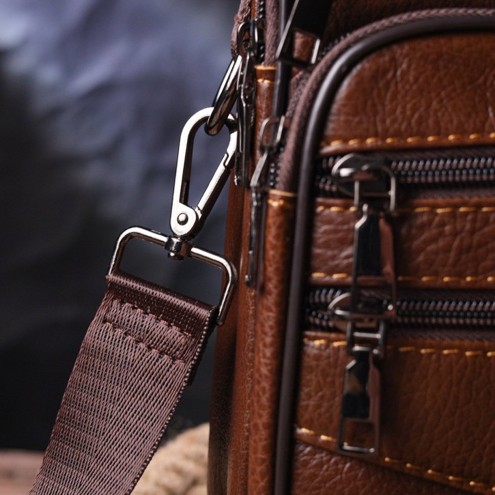 Стильная мужская сумка-барсетка из натуральной кожи светло-коричневого цвета Vintage (2421275)