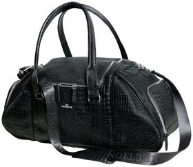 Дорожная сумка черного цвета из кожи под рептилию Vip Collection 102674