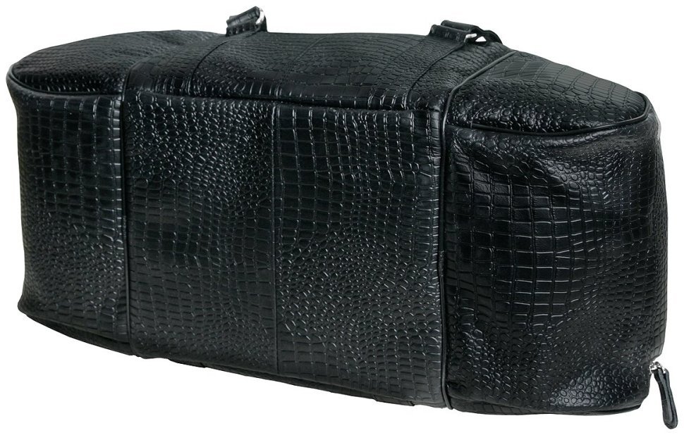 Дорожная сумка черного цвета из кожи под рептилию Vip Collection 102674 modnotak фото №3