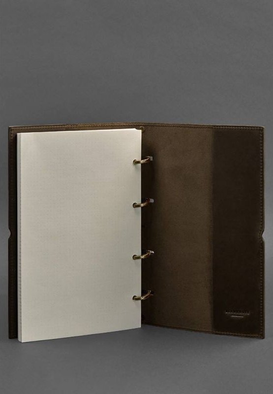 Шкіряний блокнот А4 на кільцях (софт-бук) у м'якій вінтажній обкладинці темно-коричневого кольору - BlankNote (42674)